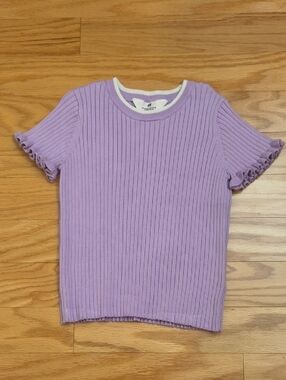 H&M Lavender Ribbed Short Sleeve Sweater Size 6X/7 GU